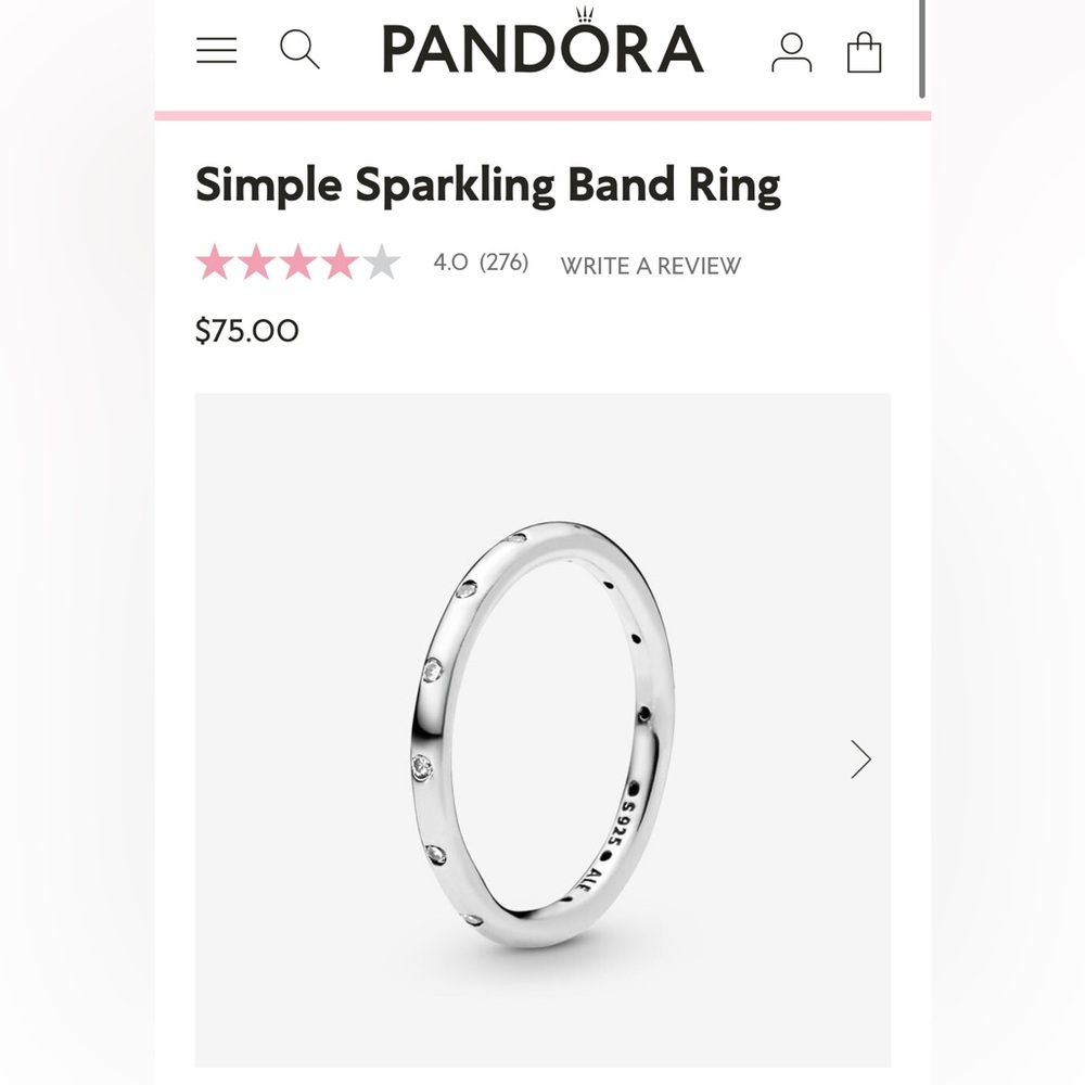 Pandora Sparkly Band Ring